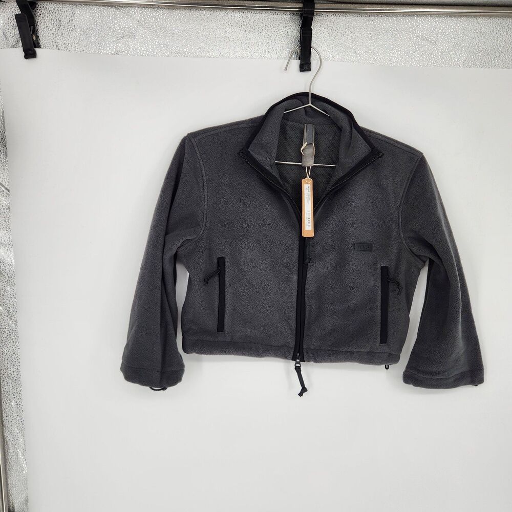 NWT SKIMS ASH Size XS Fleece Lounge Shrunken‎ Zip Up Jacket ZU-ZUP-9935W